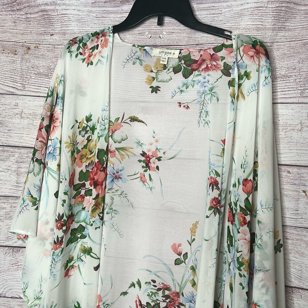 Umgee Sheer Girly Romantic Bridal Multicolored Floral Kimono Size 1XL - Picture 5 of 11
